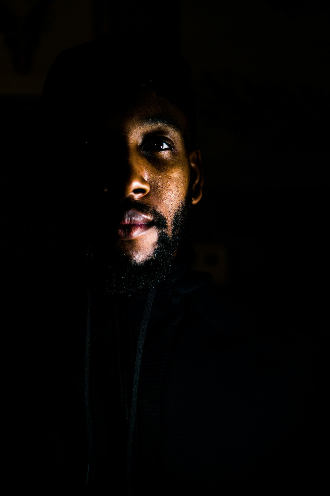 Close-up documentary portrait session of a middle-aged man