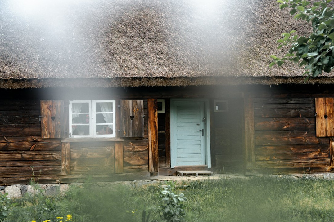 Traditional wooden houses in a Polish village